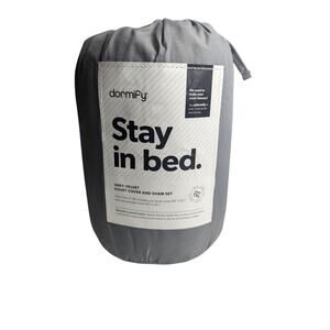 Dormify Twin/Twin XL Grey Velvet Duvet Cover (68"x92") and Sham (20"x26") Set